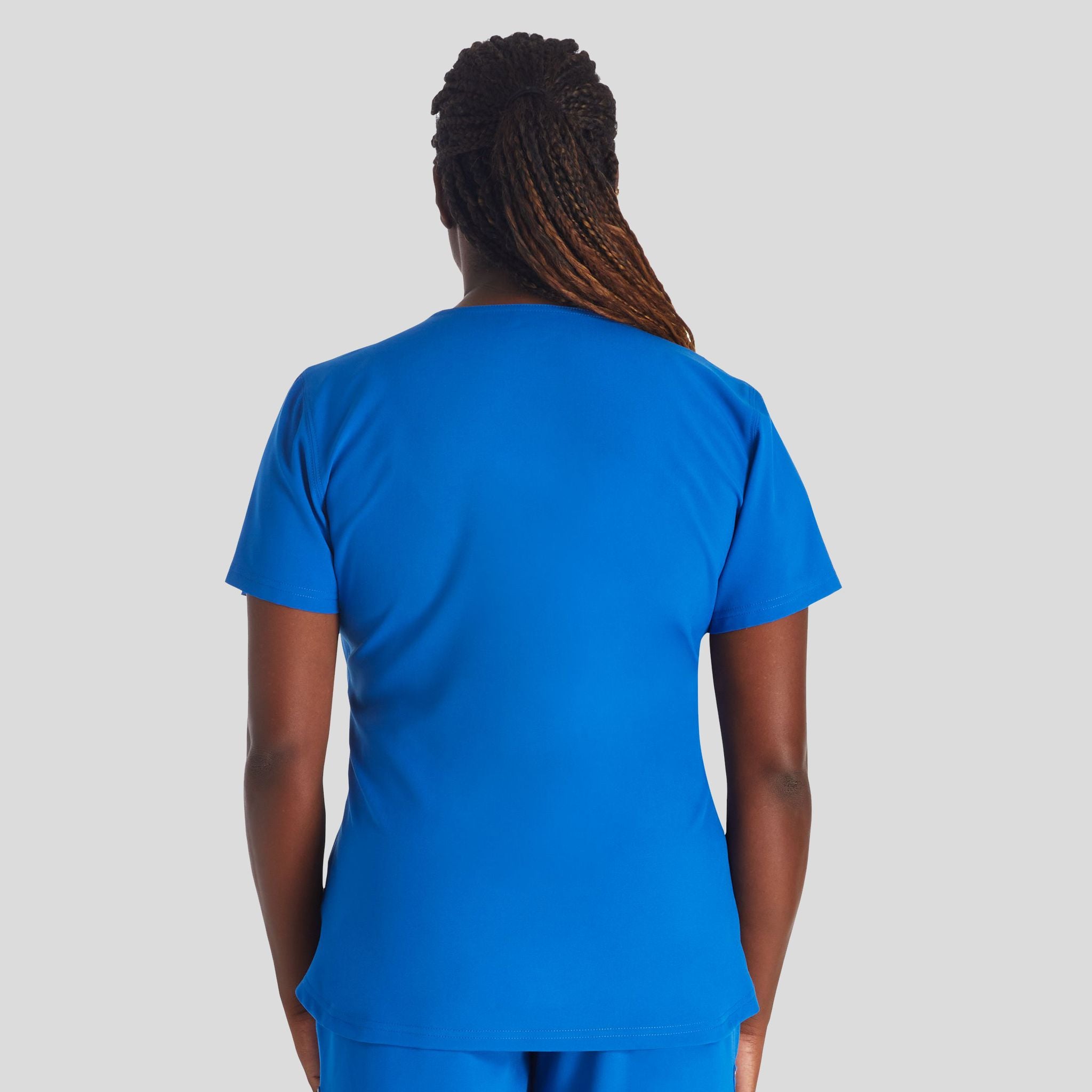 Women's Round Neck Henley Scrub Top | Royal