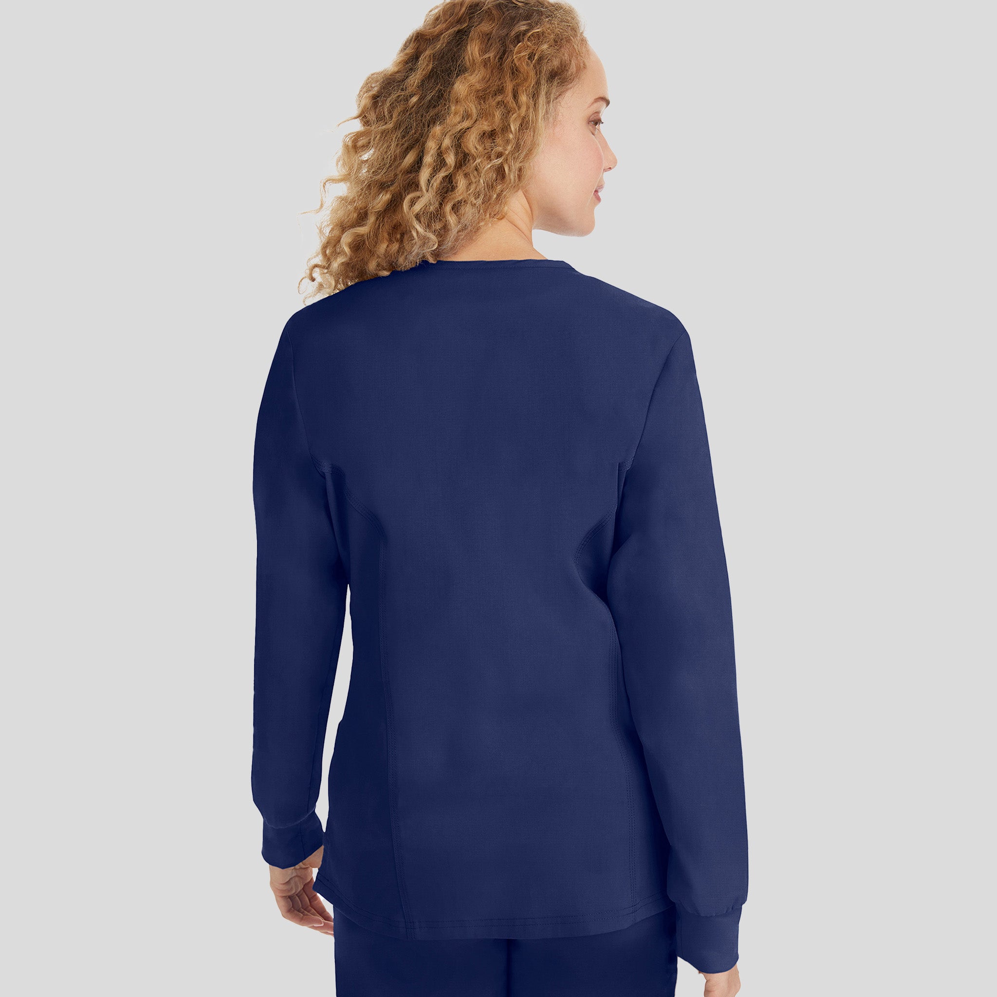 Daisy Snap Front Warm-Up Solid Scrub Jacket | Navy