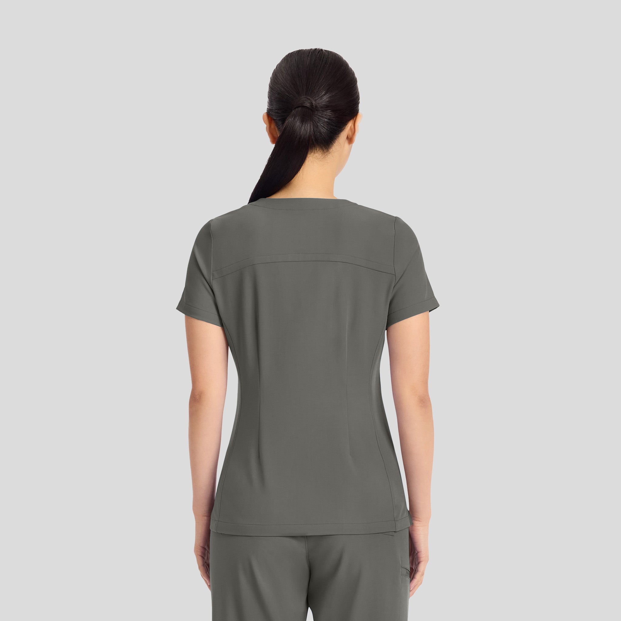 Women's Briana Y-Neck Scrub Top | Pewter