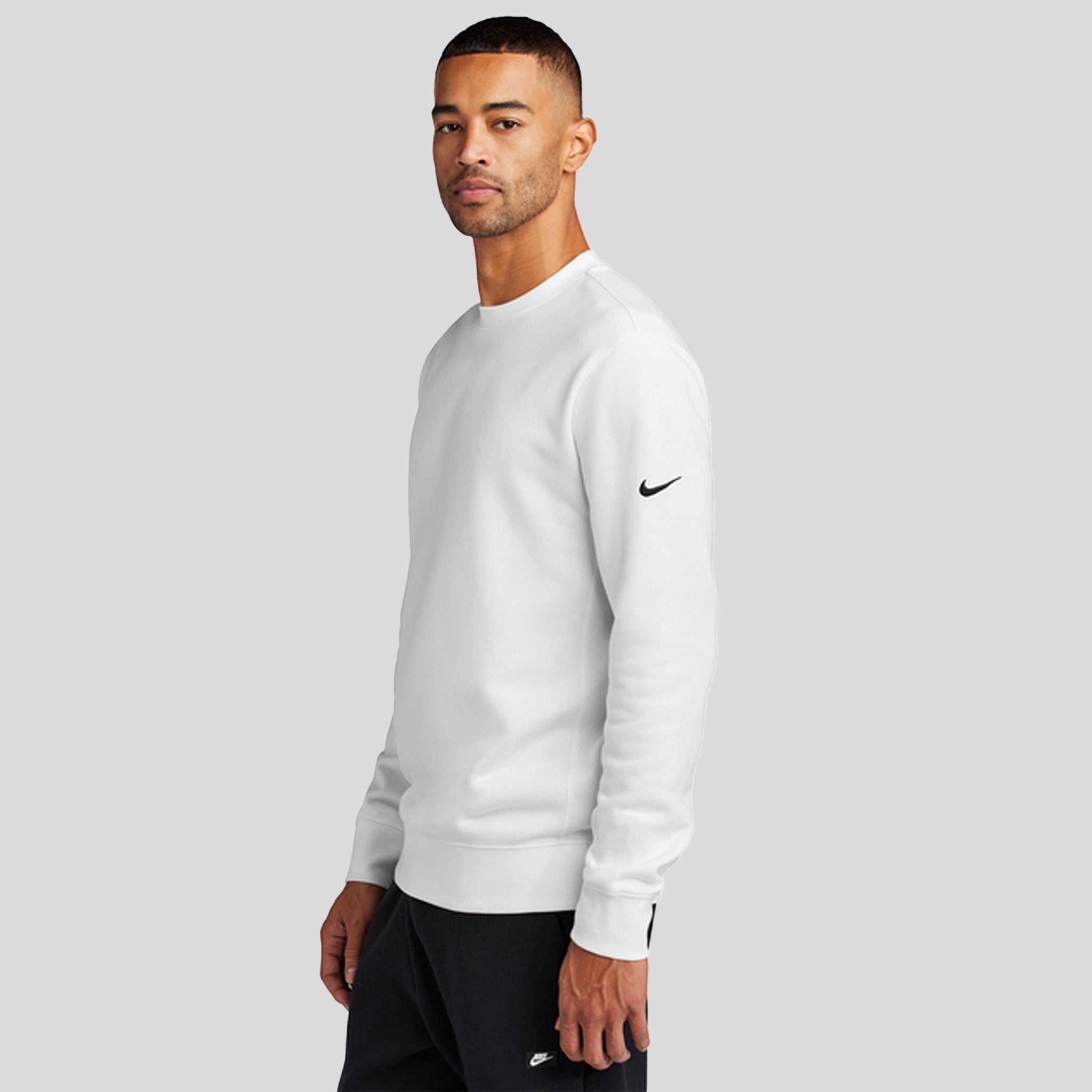 Club Fleece Sleeve Swoosh Crew | White