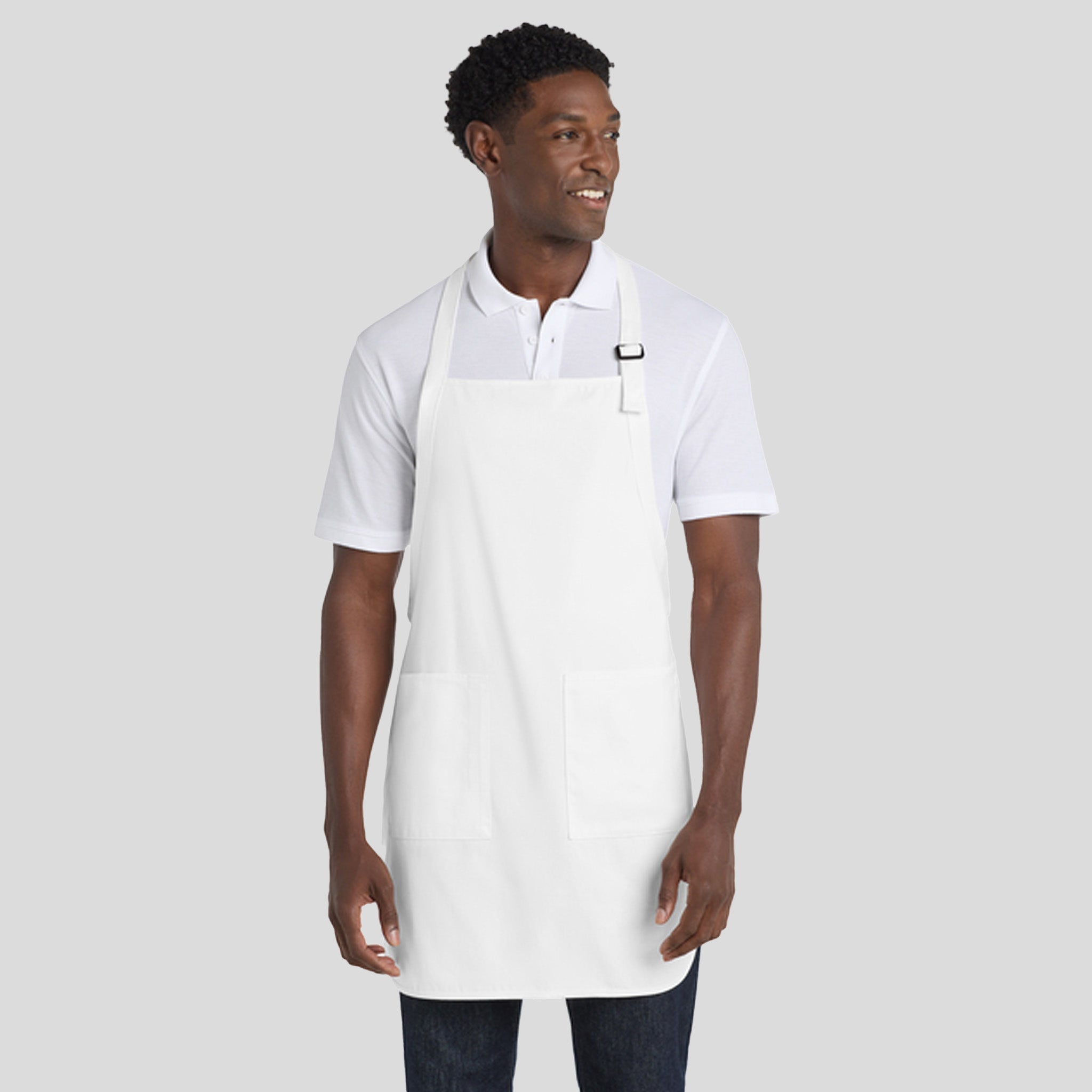 Full-Length Apron with Pockets | White