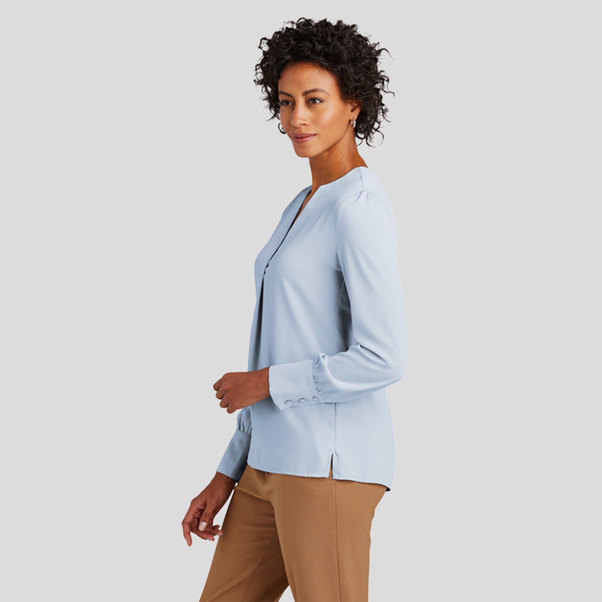 Women’s Open-Neck Satin Blouse | Heritage Blue
