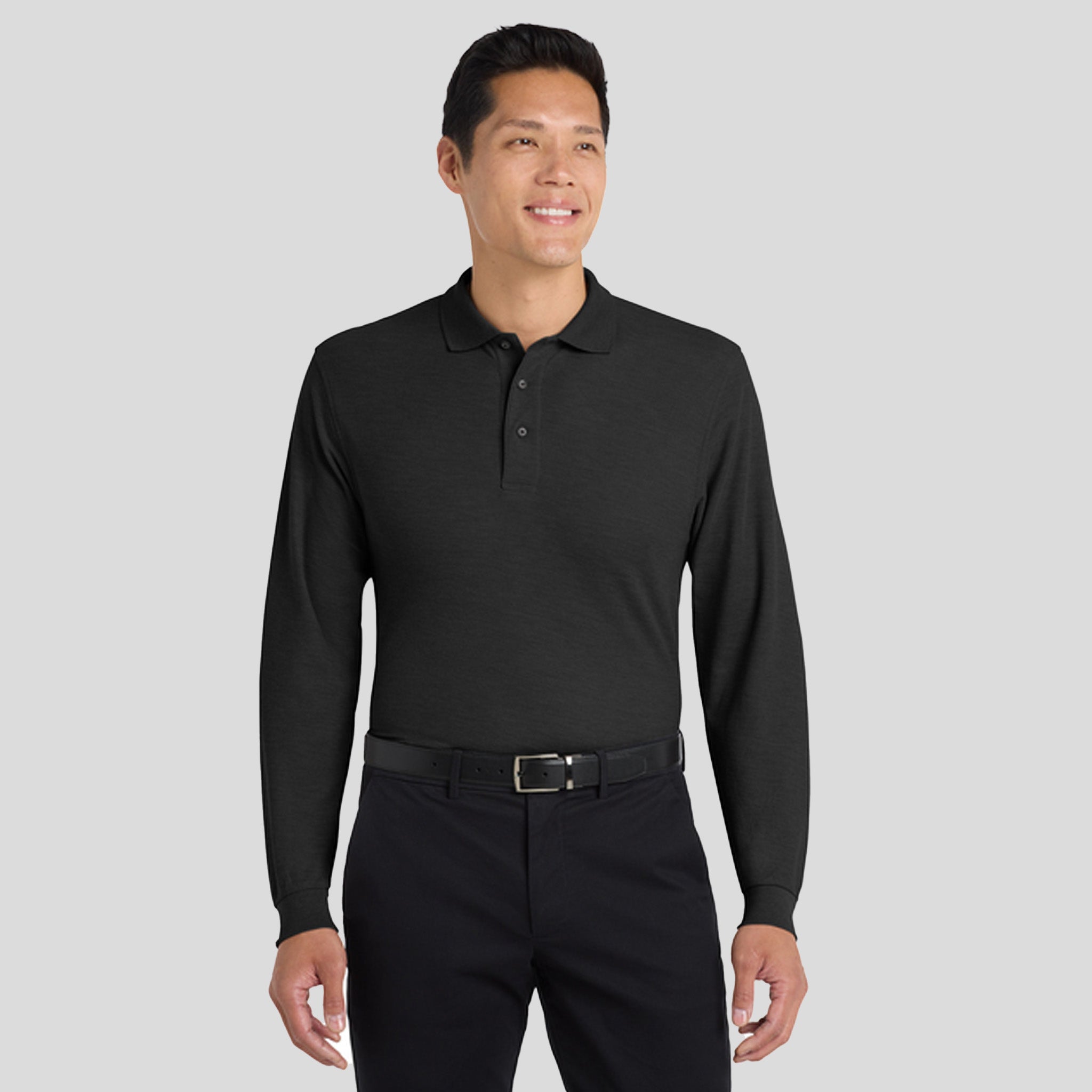 Silk Touch™ Long Sleeve Polo | Black
