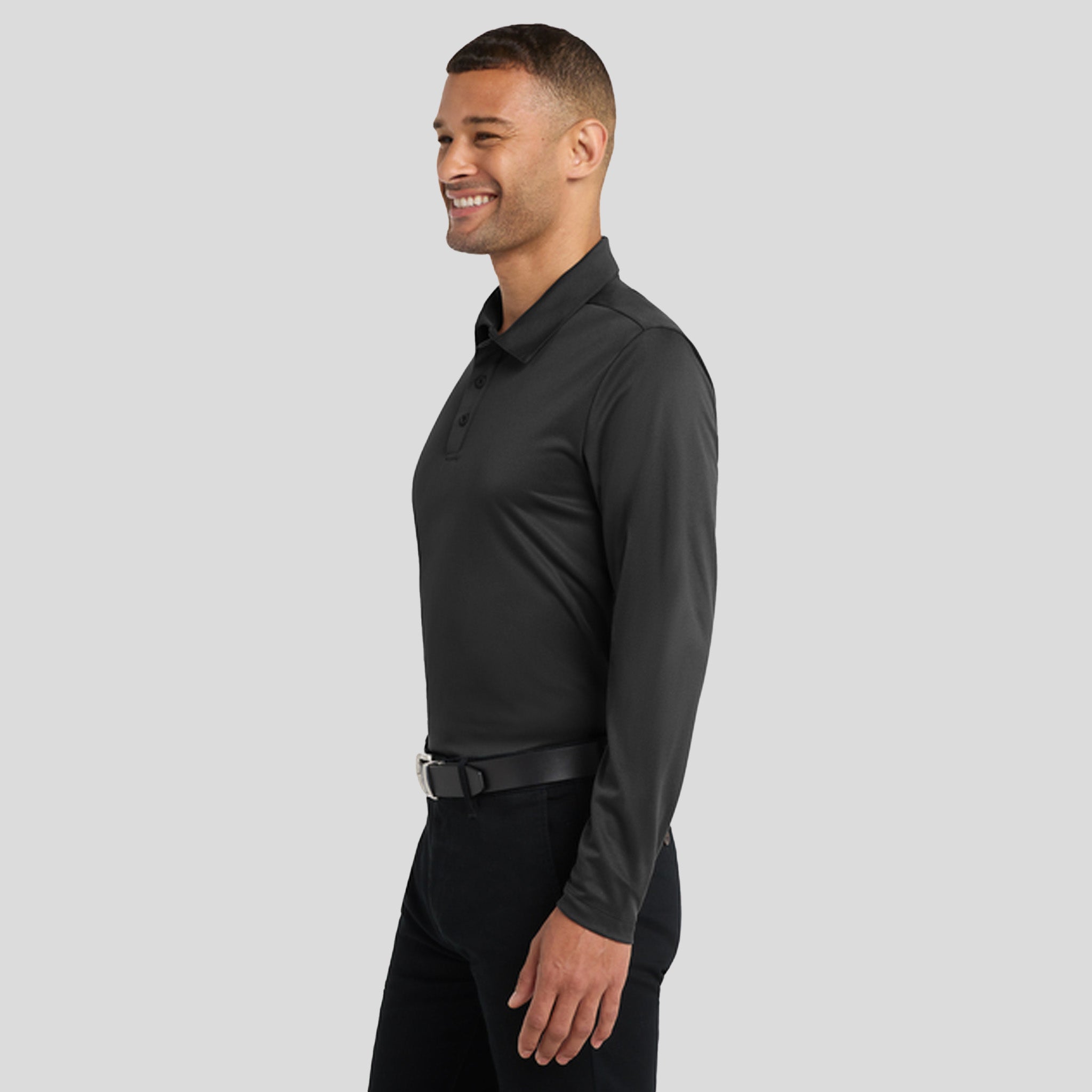 Silk Touch™ Performance Long Sleeve Polo | Black