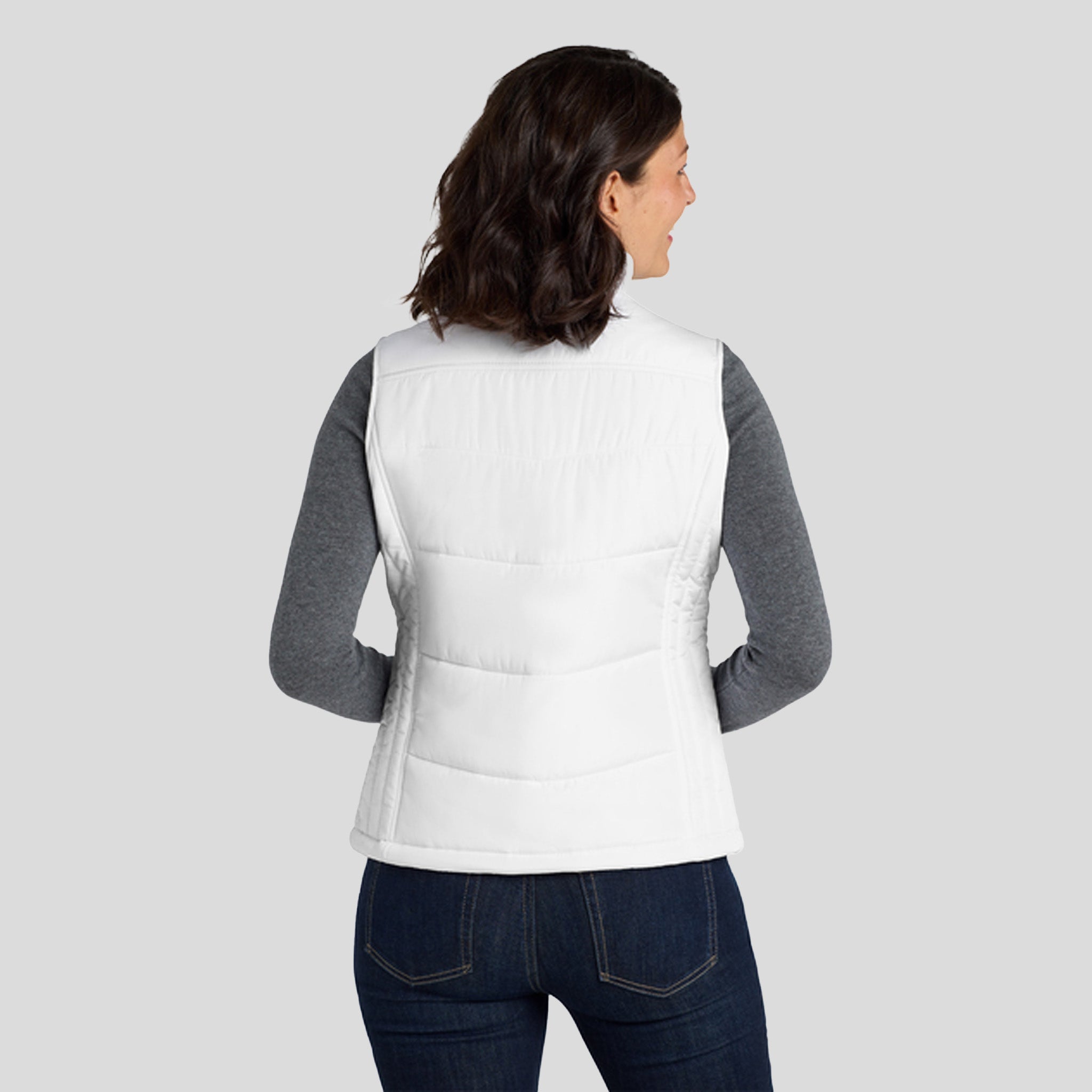 Women's Puffy Vest | White/Dark Slate