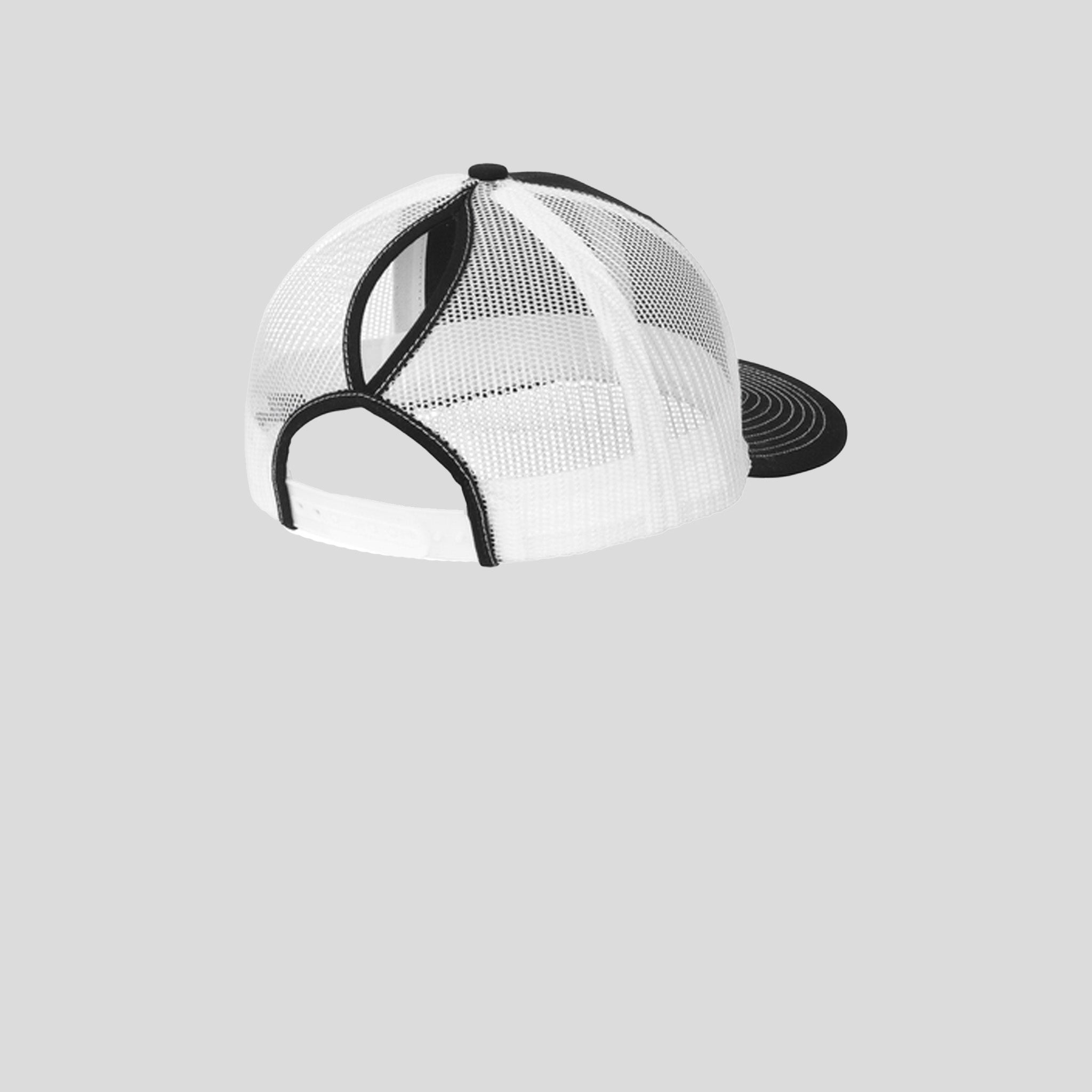 Snapback Ponytail Trucker Cap | Black/White
