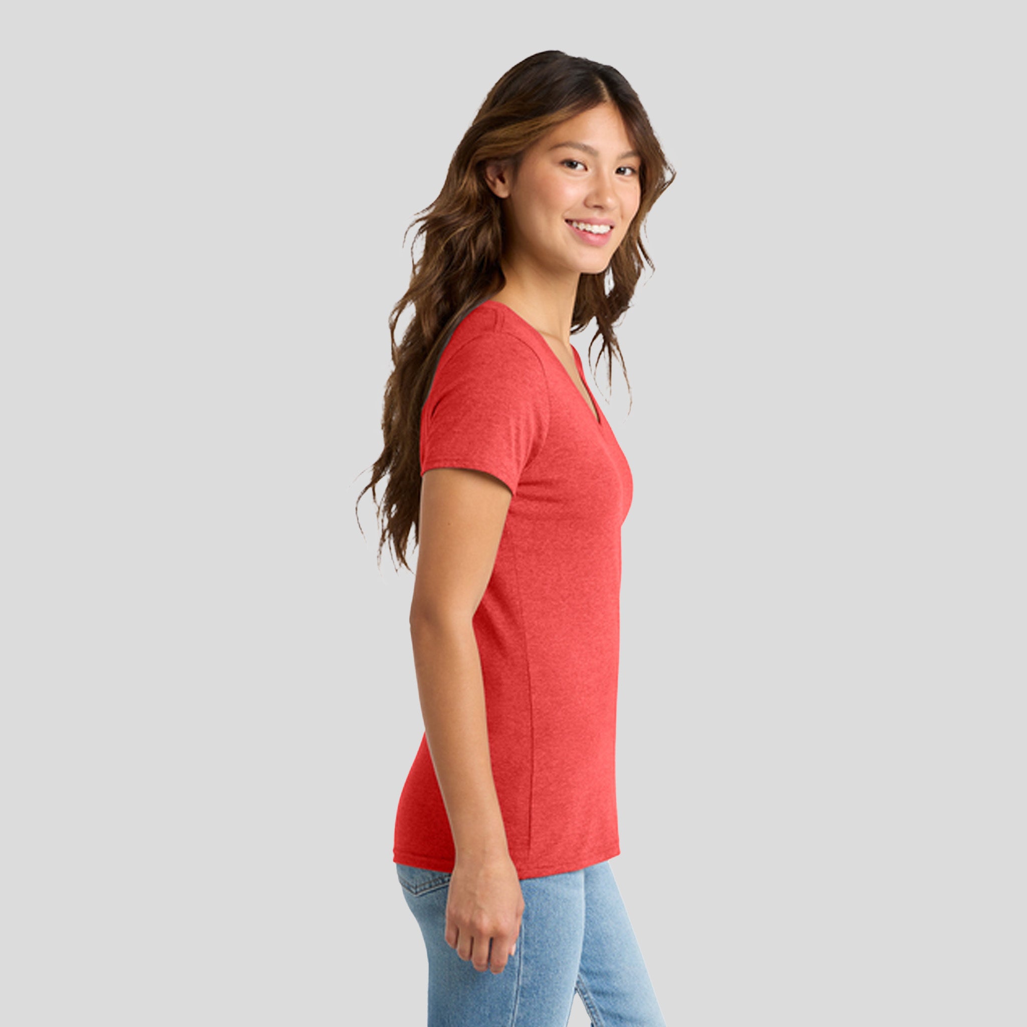 Women's Tri-Blend V-Neck Tee | Bright Red Heather