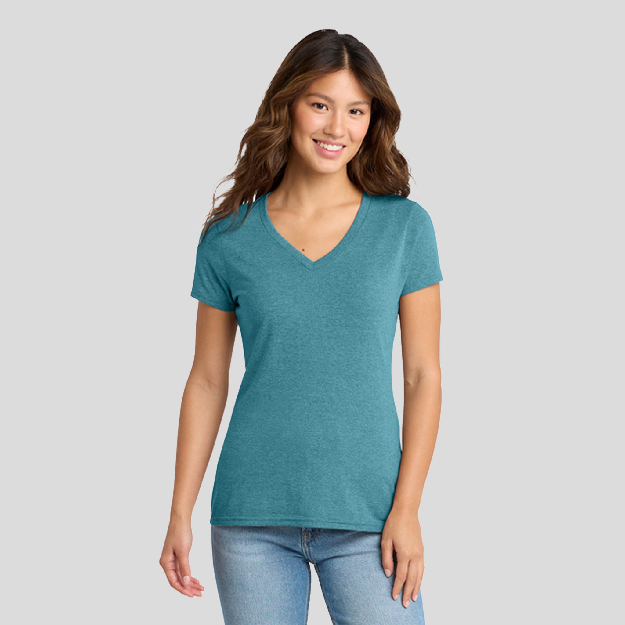 Women's Tri-Blend V-Neck Tee | Vivid Teal Heather