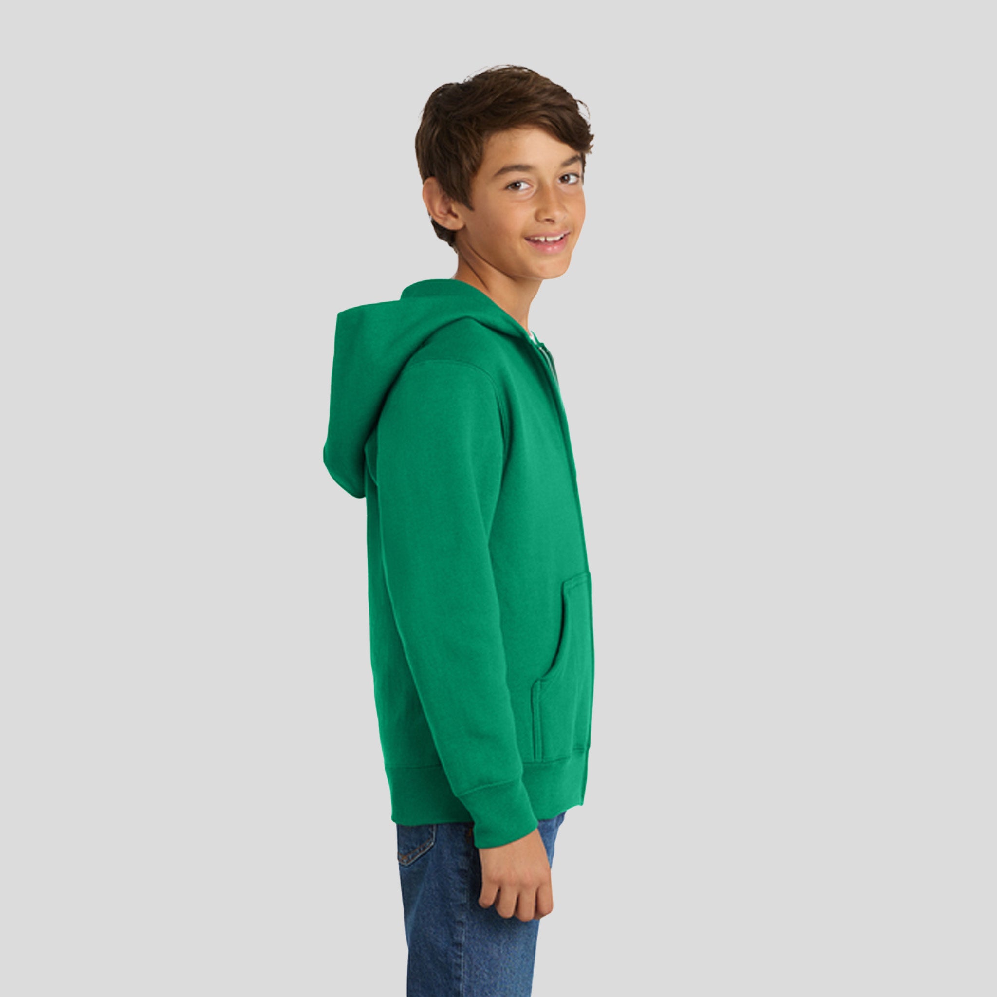 Youth Core Fleece Full-Zip Hooded Sweatshirt | Kelly