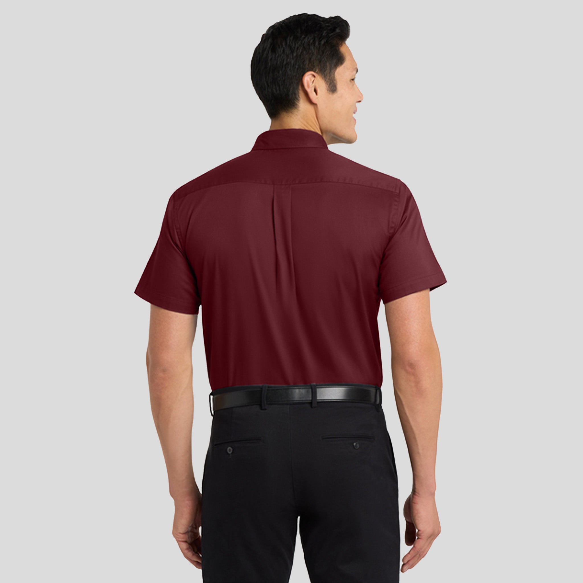 Short Sleeve Easy Care Shirt | Burgundy/Light Stone
