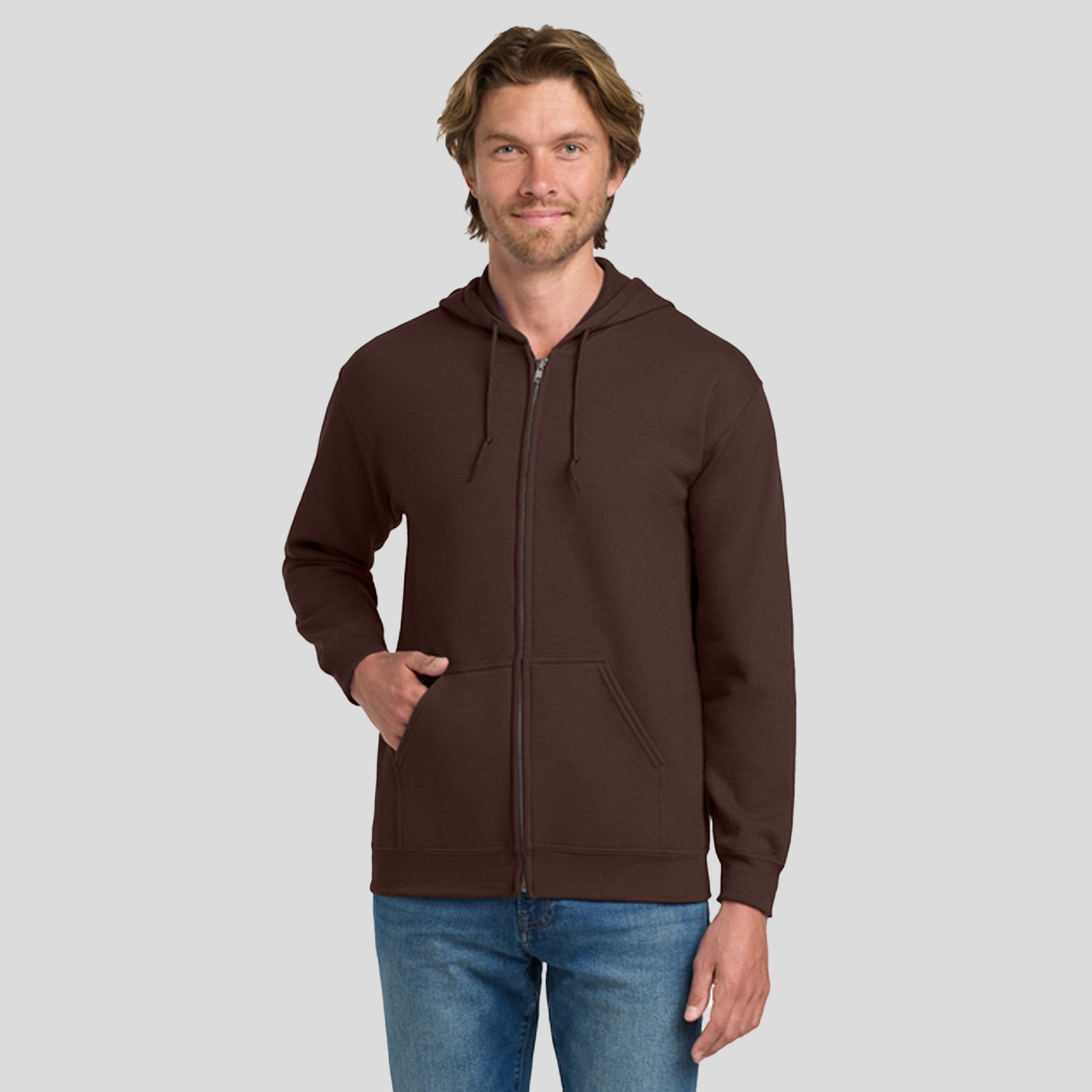 Heavy Blend™ Full-Zip Hooded Sweatshirt | Dark Chocolate