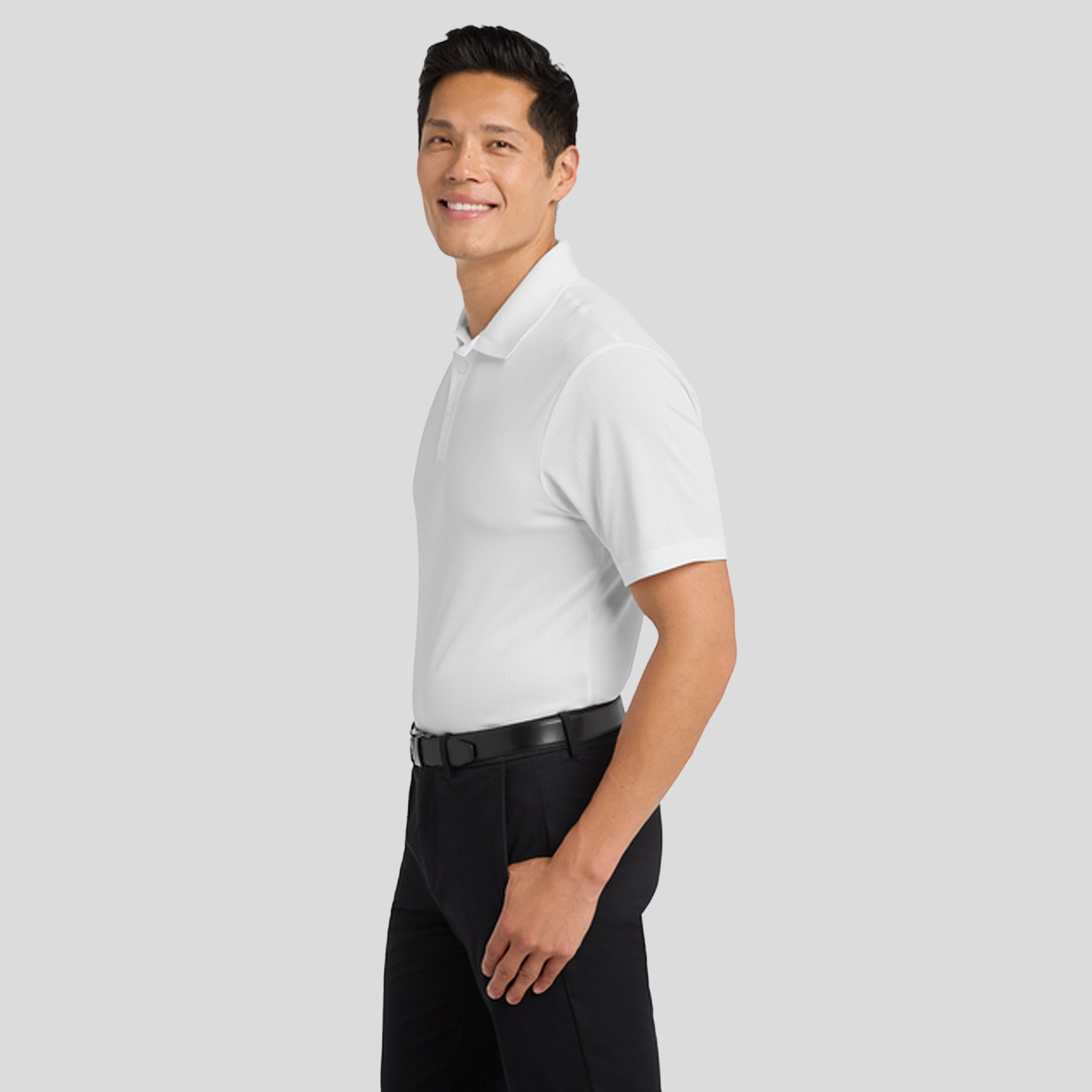 Performance Fine Jacquard Polo | White