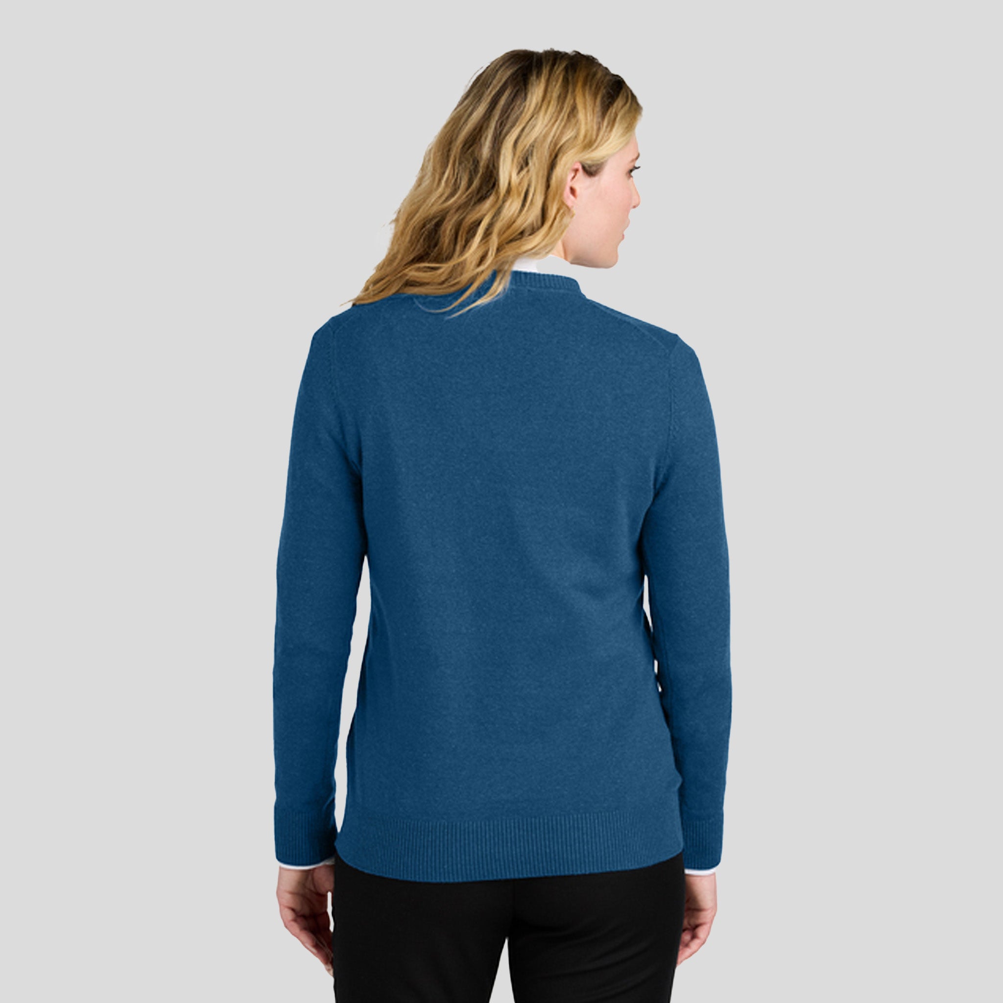 Women’s Easy Care V-Neck Sweater | Aegean Blue Heather